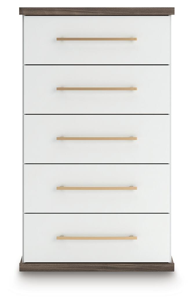 Kendanport Chest of Drawers in Brown/White, front view