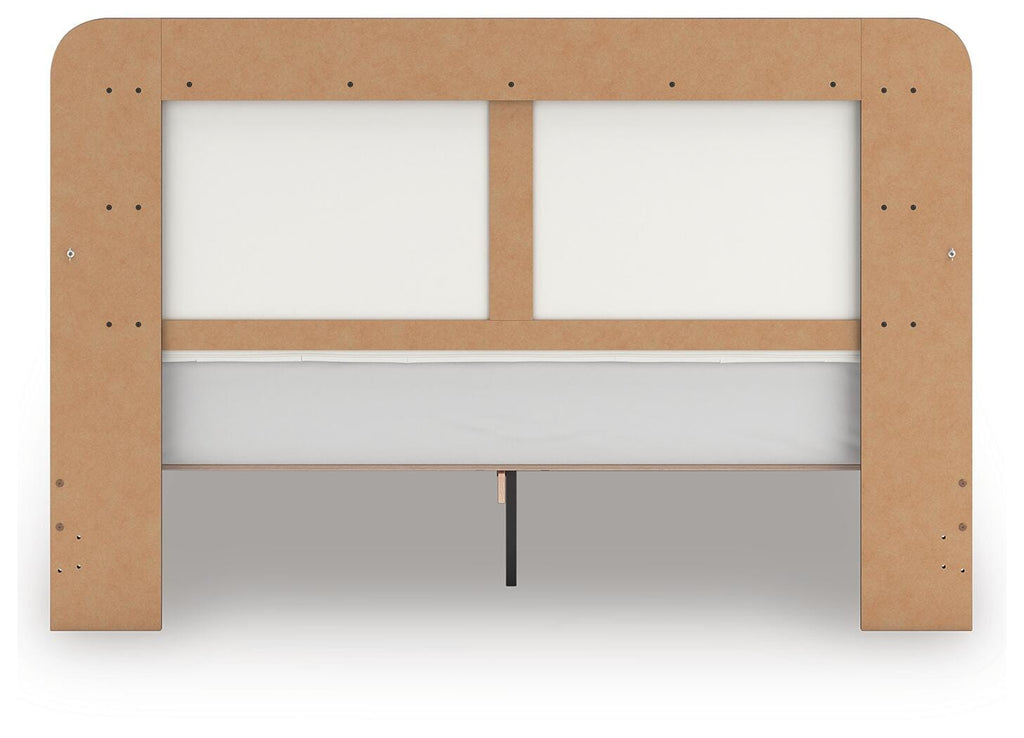 Kendanport King Upholstered Bed in White/Brown, back view