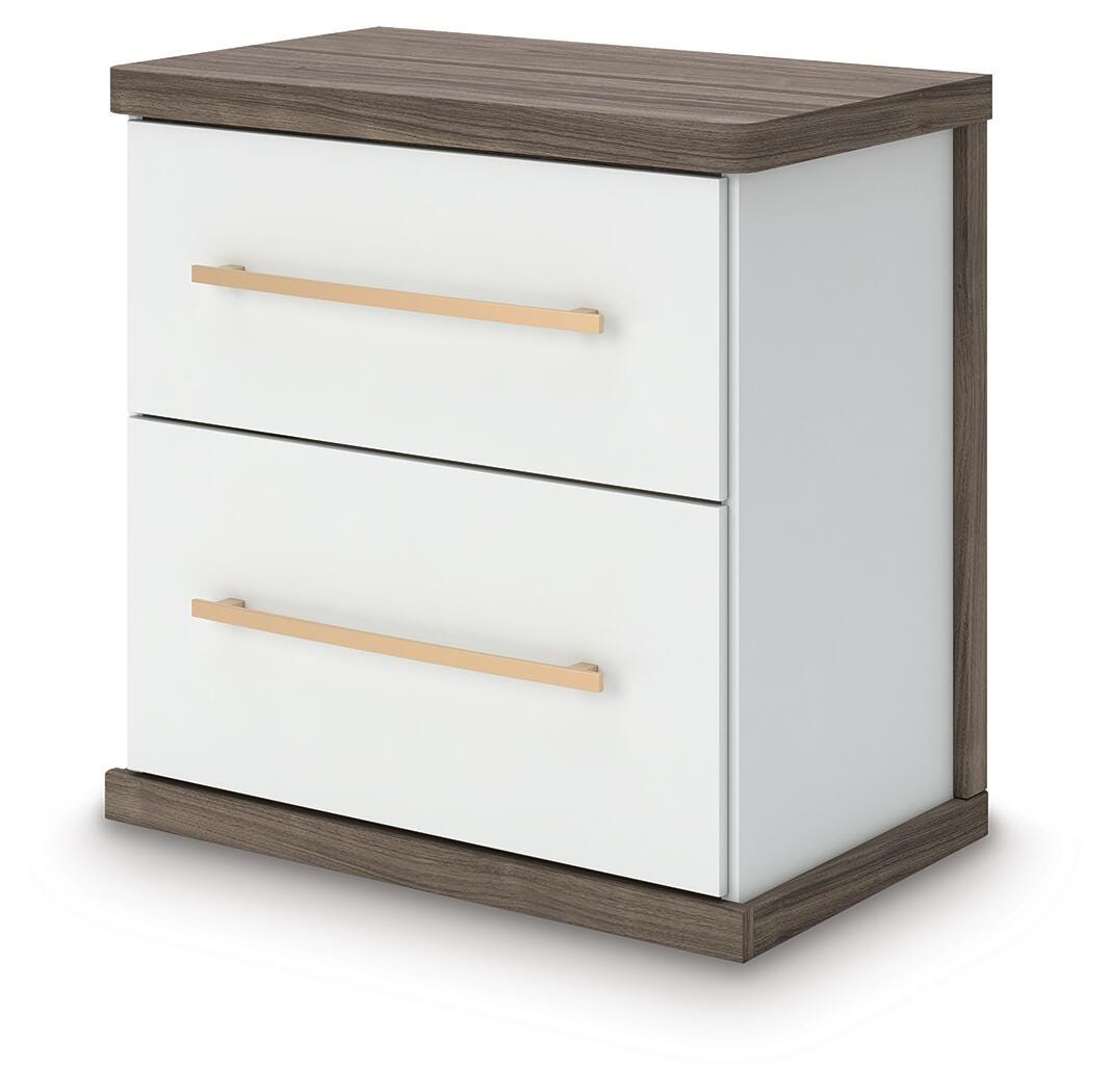 Kendanport Nightstand in Brown/White, angle view