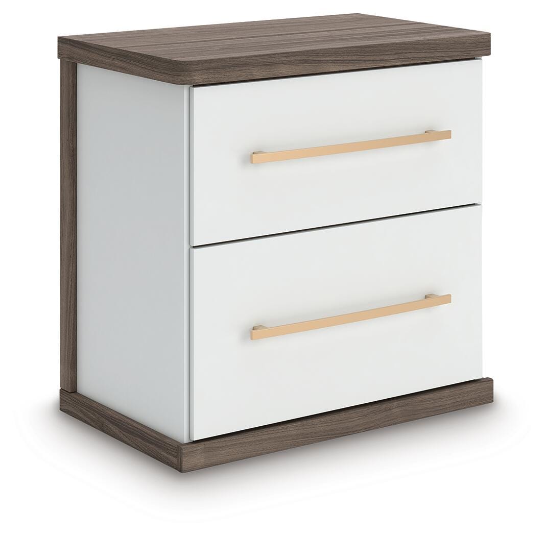 Kendanport Nightstand in Brown/White, angle view