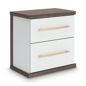 Kendanport Nightstand in Brown/White, angle view