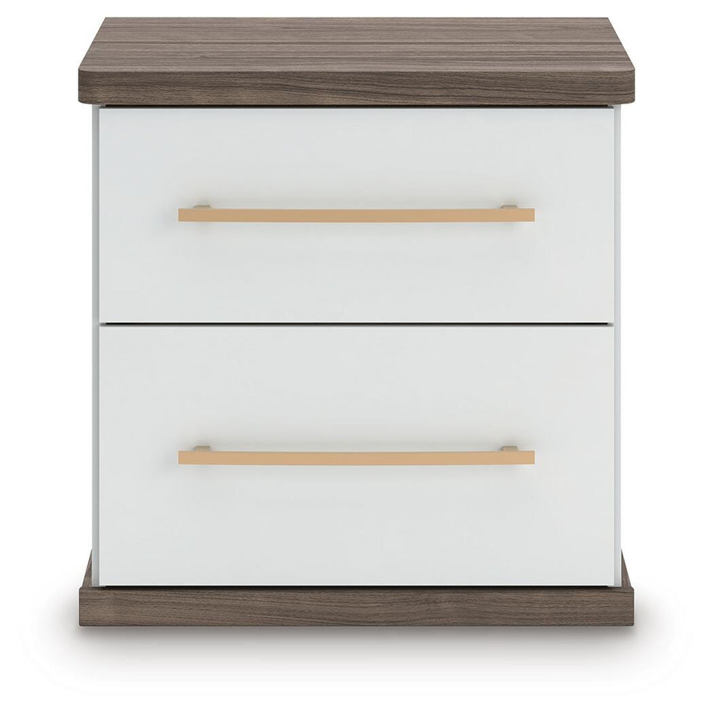 Kendanport Nightstand in Brown/White, front view