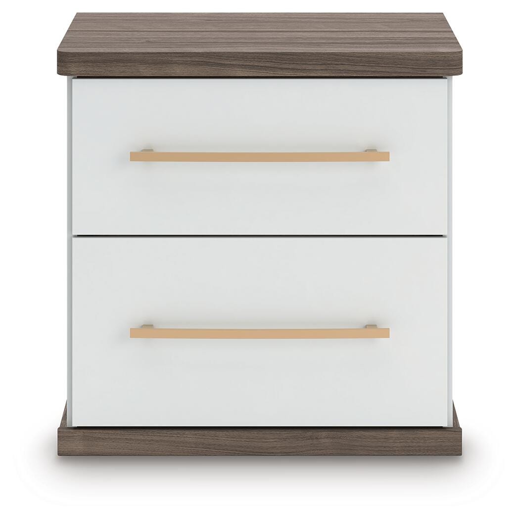 Kendanport Nightstand in Brown/White, front view