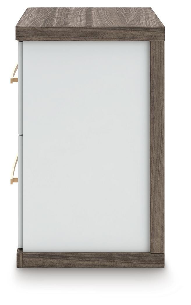 Kendanport Nightstand in Brown/White, alternate side view
