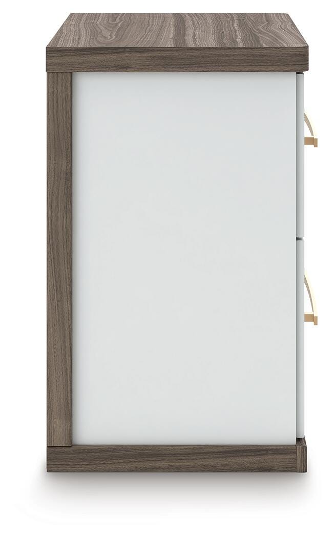 Kendanport Nightstand in Brown/White, side view