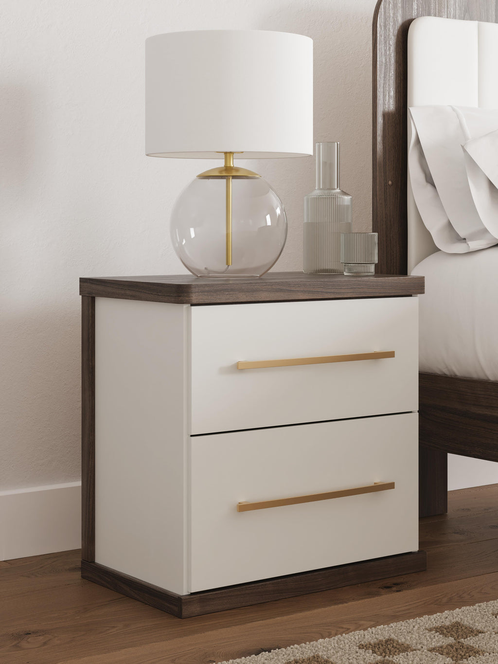 Kendanport Nightstand in Brown/White, alternate view 3