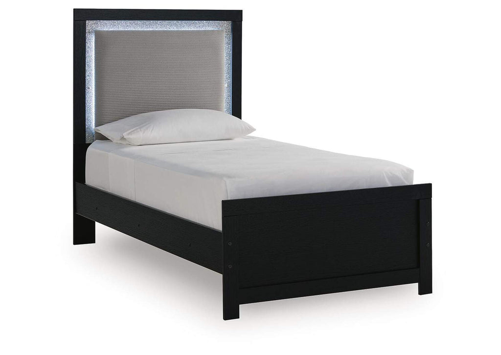 Maeling Twin Upholstered Panel Bed angled view