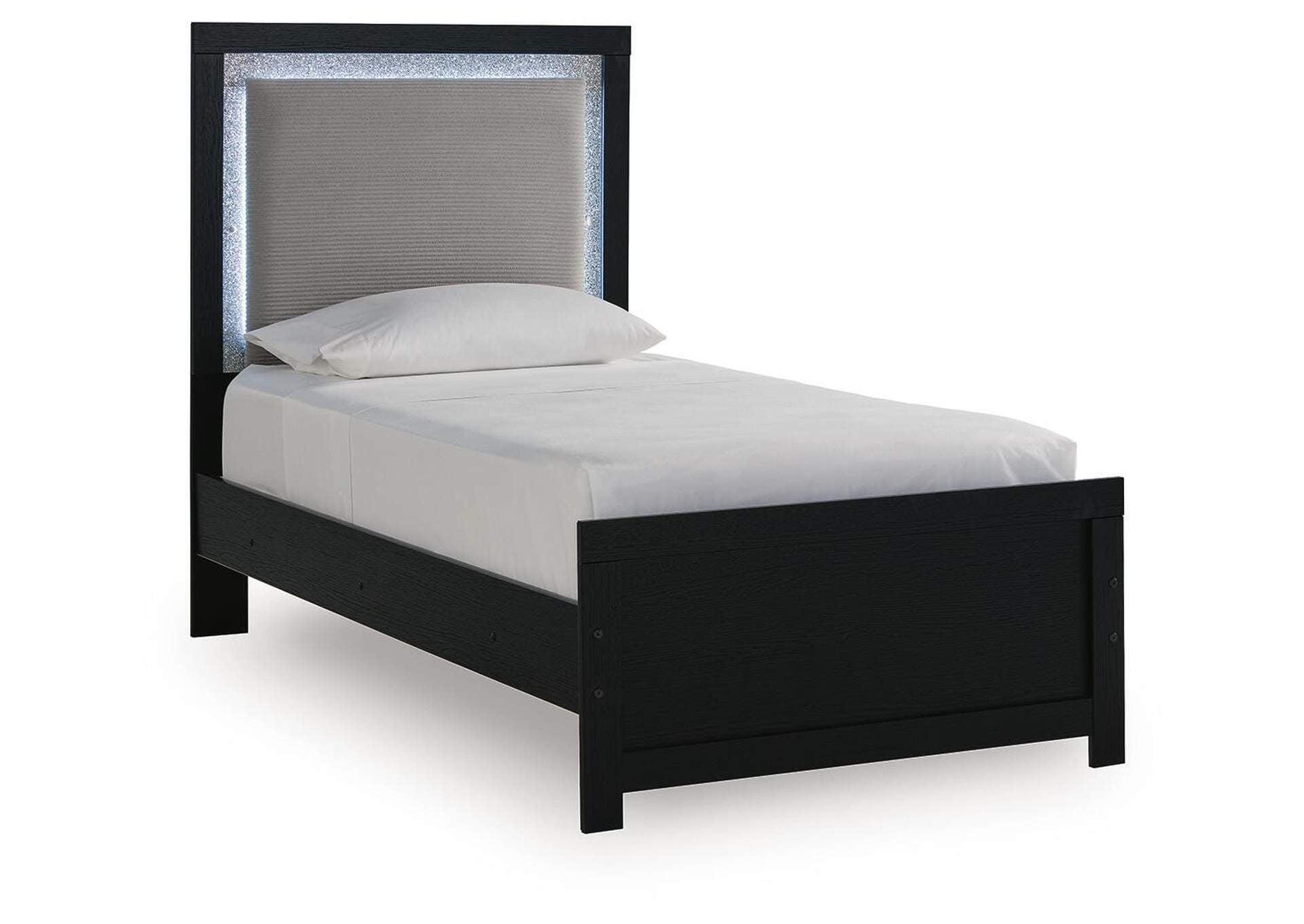 Maeling Twin Upholstered Panel Bed angled view