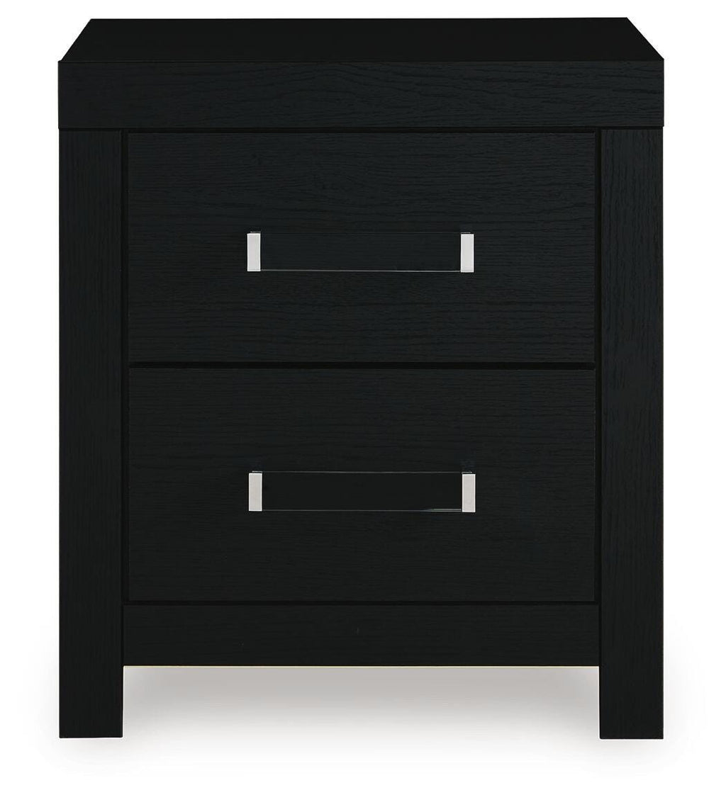 Maeling Nightstand in Black, front view