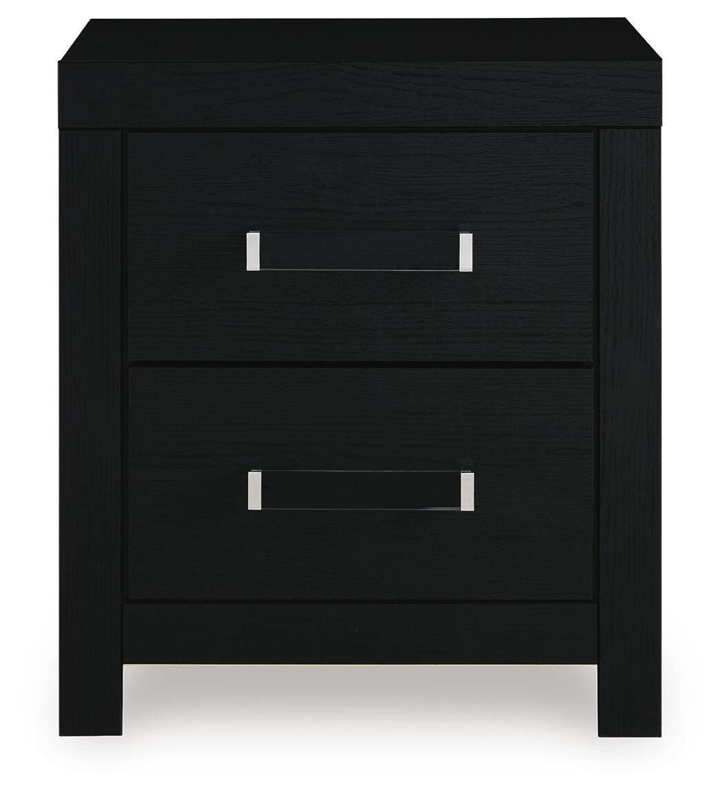 Maeling Nightstand in Black, front view