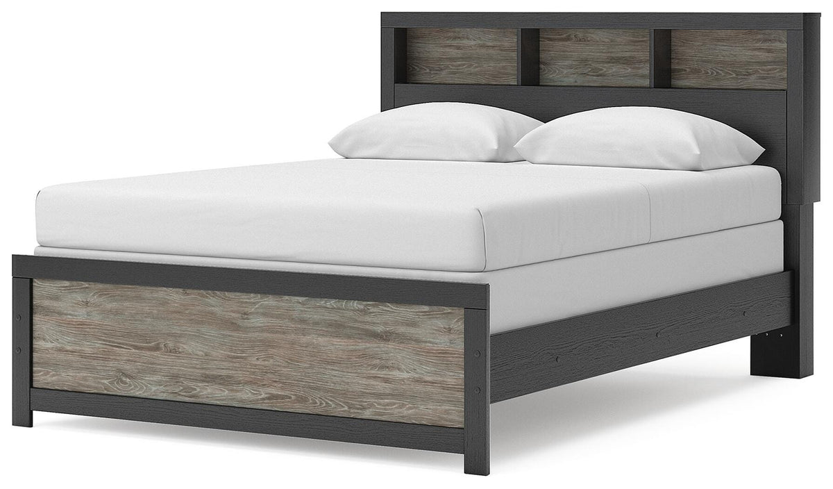 Broachmyn Queen Bookcase Panel Bed in Black/Gray, angle view