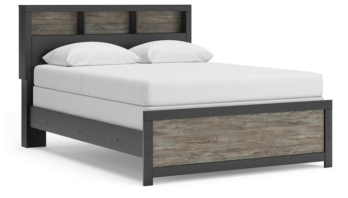 Broachmyn Queen Bookcase Panel Bed in Black/Gray, angle view