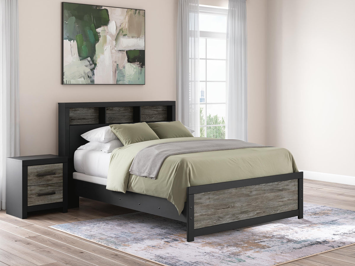 Broachmyn Queen Bookcase Panel Bed in Black/Gray, alternate view 2
