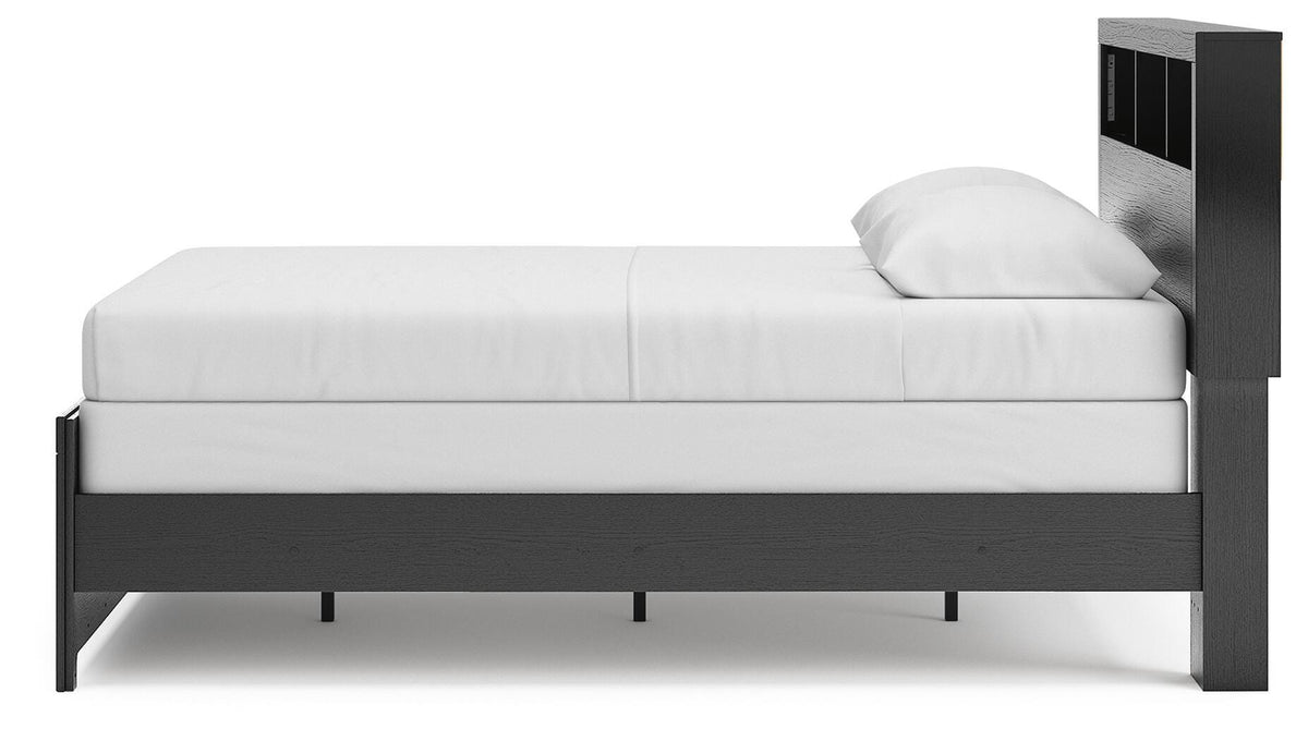 Broachmyn Queen Bookcase Panel Bed in Black/Gray, alternate side view