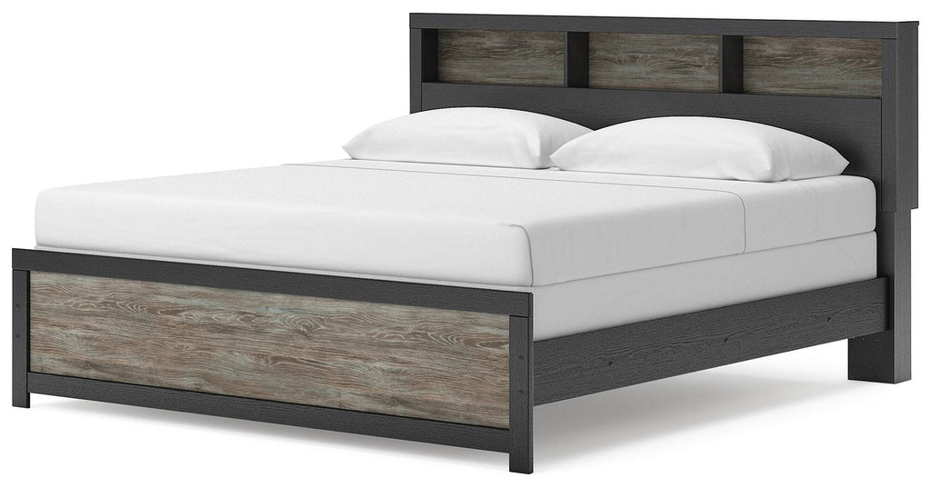 Broachmyn King Bookcase Panel Bed in Black/Gray, angle view