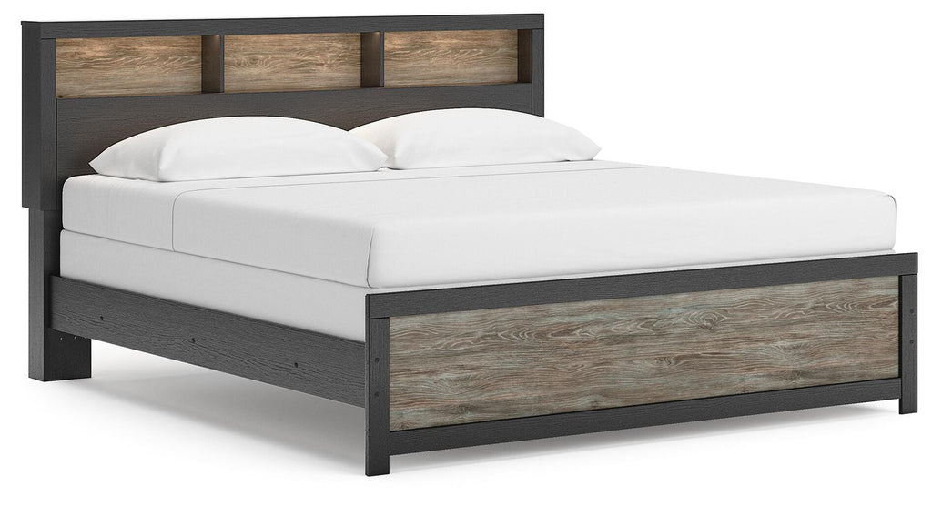 Broachmyn King Bookcase Panel Bed in Black/Gray, angle view