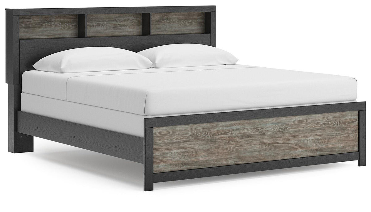 Broachmyn King Bookcase Panel Bed in Black/Gray, angle view