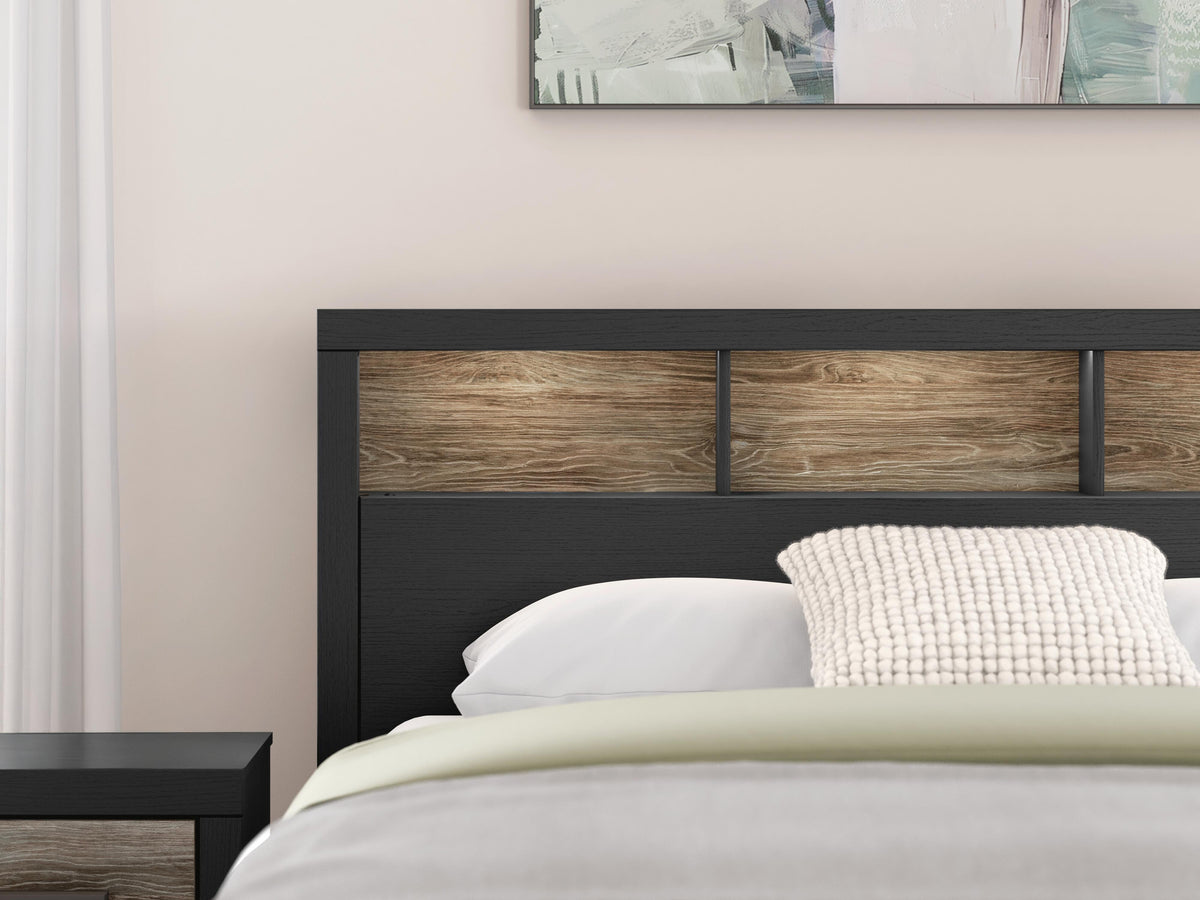 Broachmyn King Bookcase Panel Bed in Black/Gray, detail view