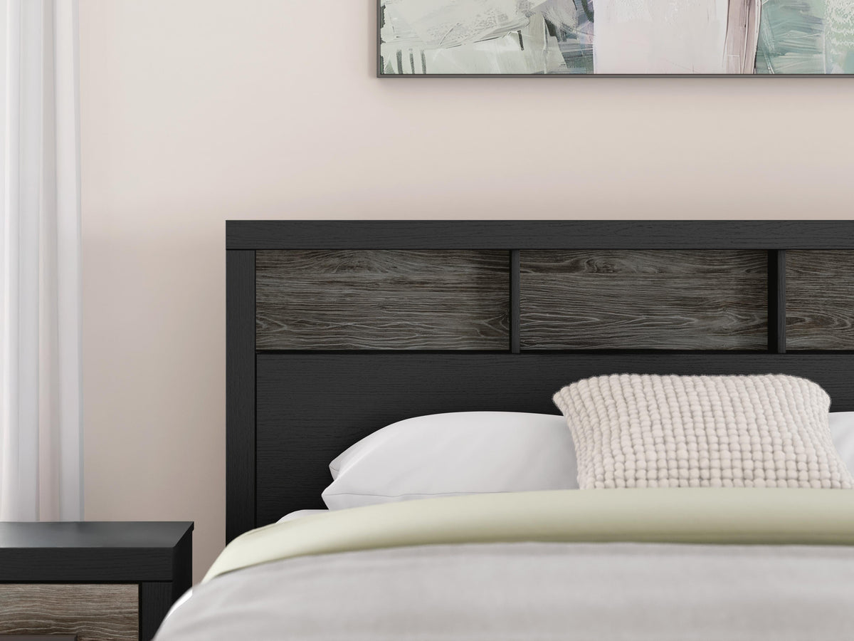 Broachmyn King Bookcase Panel Bed in Black/Gray, detail view