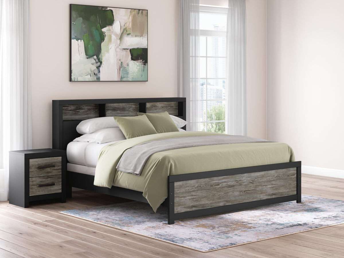 Broachmyn King Bookcase Panel Bed in Black/Gray, alternate view 2