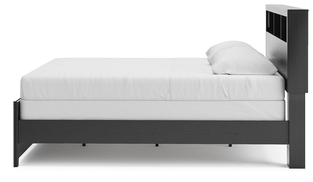 Broachmyn King Bookcase Panel Bed in Black/Gray, alternate side view