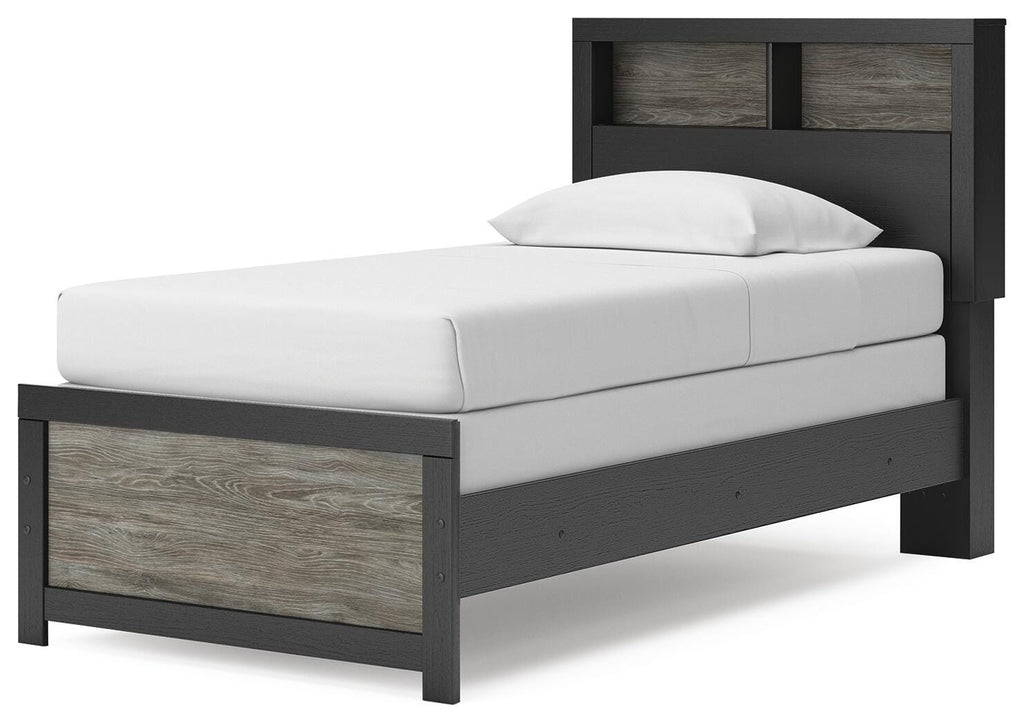 Broachmyn Twin Bookcase Bed in Black/Gray, angle view