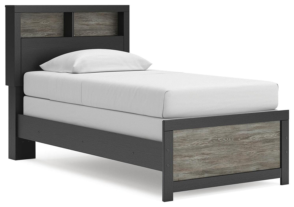 Broachmyn Twin Bookcase Bed in Black/Gray, angle view