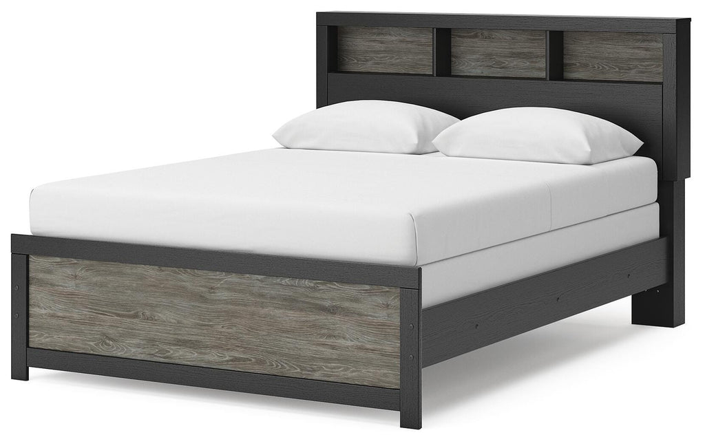 Broachmyn Queen Bookcase Bed in Black/Gray, angle view