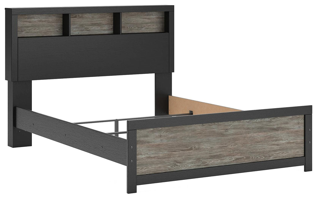 Broachmyn Queen Bookcase Bed in Black/Gray, angle view