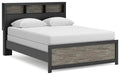 Broachmyn Queen Bookcase Bed in Black/Gray, angle view