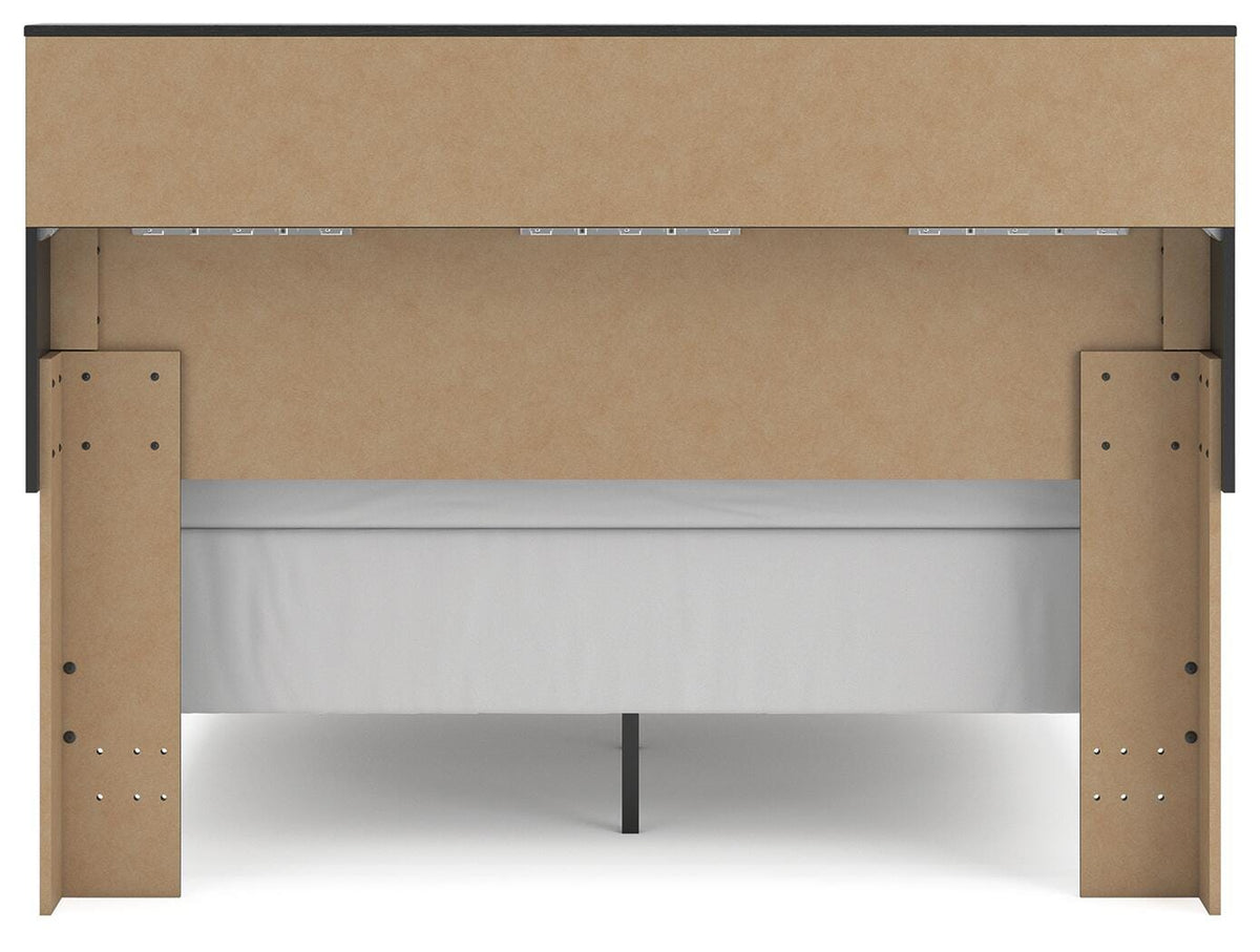 Broachmyn Queen Bookcase Bed in Black/Gray, back view