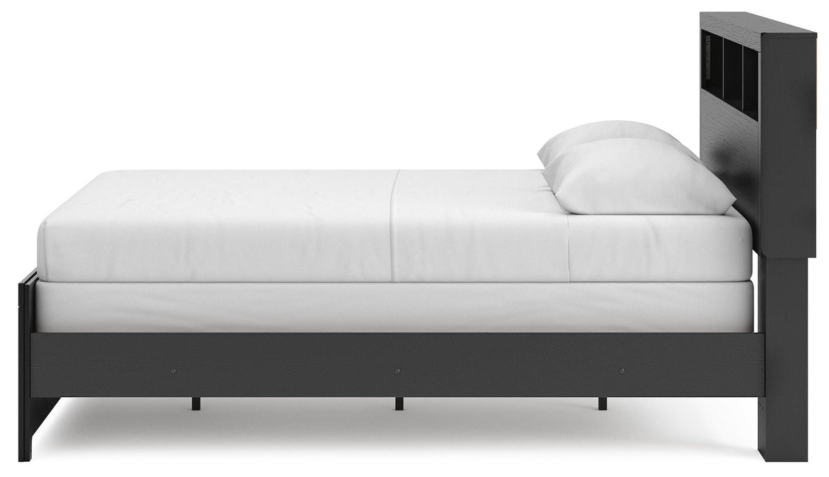Broachmyn Queen Bookcase Bed in Black/Gray, alternate side view