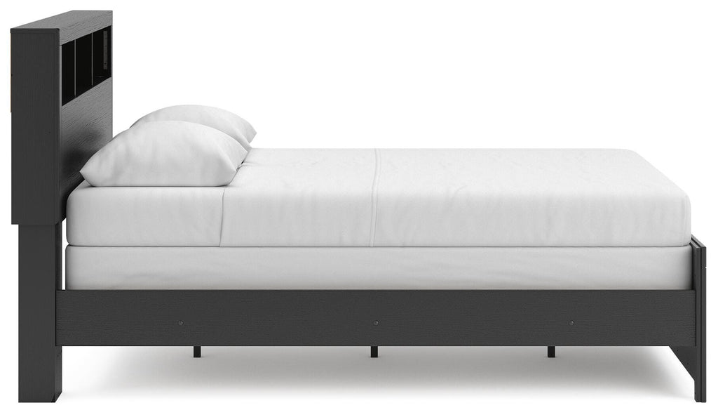 Broachmyn Queen Bookcase Bed in Black/Gray, side view