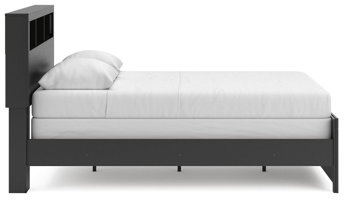 Broachmyn Queen Bookcase Bed in Black/Gray, side view