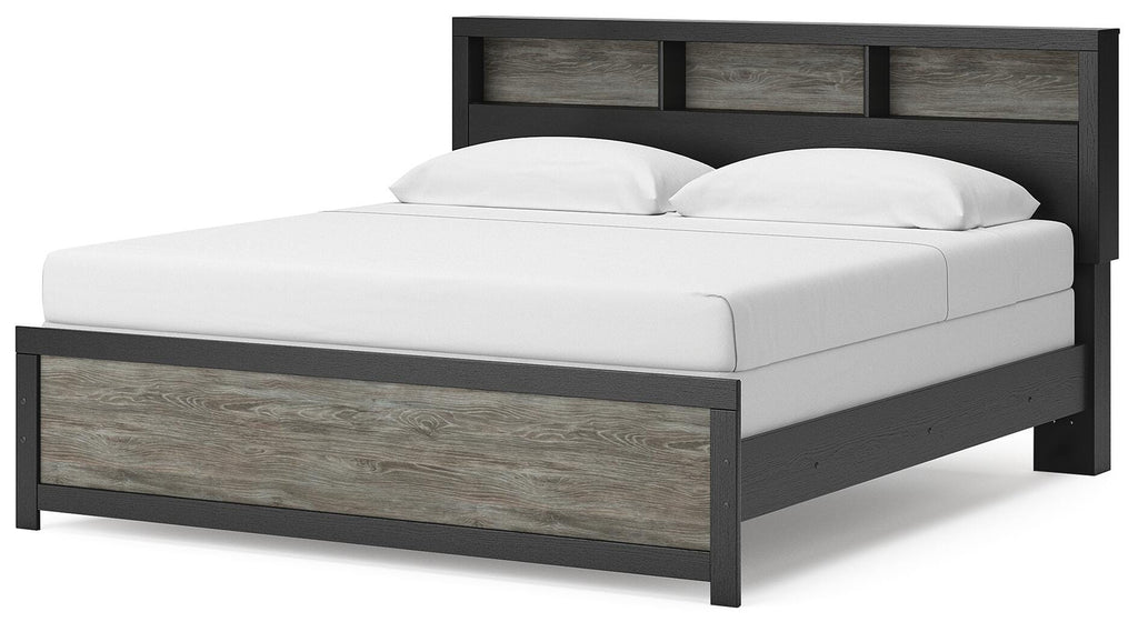 Broachmyn King Bookcase Bed in Black/Gray, angle view