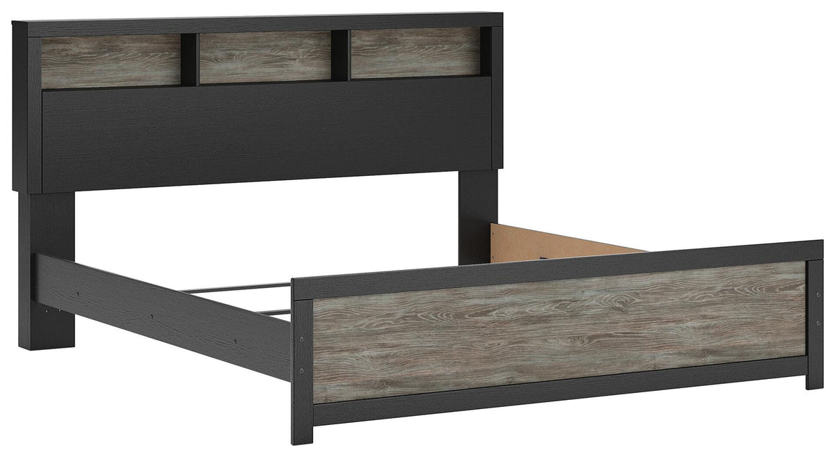 Broachmyn King Bookcase Bed in Black/Gray, angle view