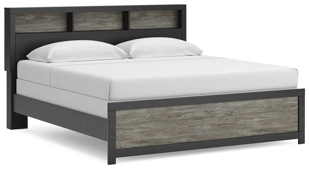 Broachmyn King Bookcase Bed in Black/Gray, angle view