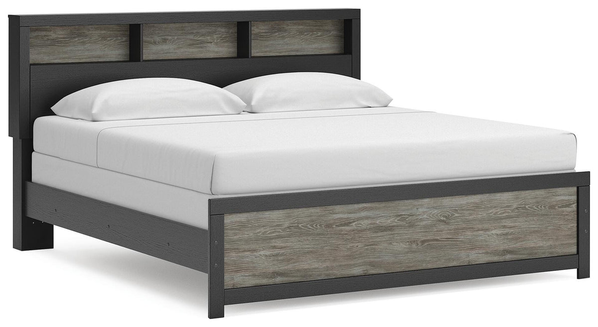 Broachmyn King Bookcase Bed in Black/Gray, angle view
