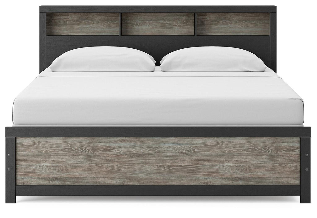 Broachmyn King Bookcase Bed in Black/Gray, front view