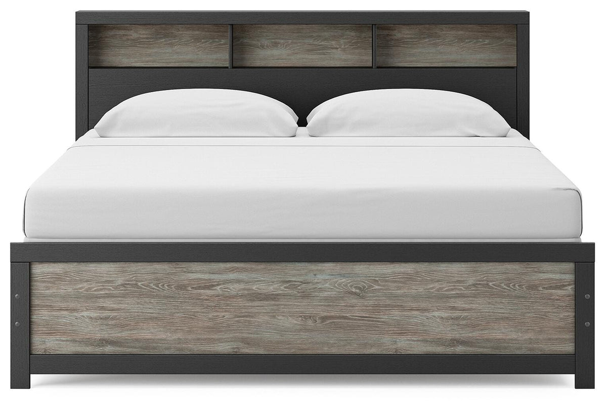 Broachmyn King Bookcase Bed in Black/Gray, front view