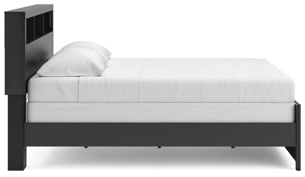 Broachmyn King Bookcase Bed in Black/Gray, side view