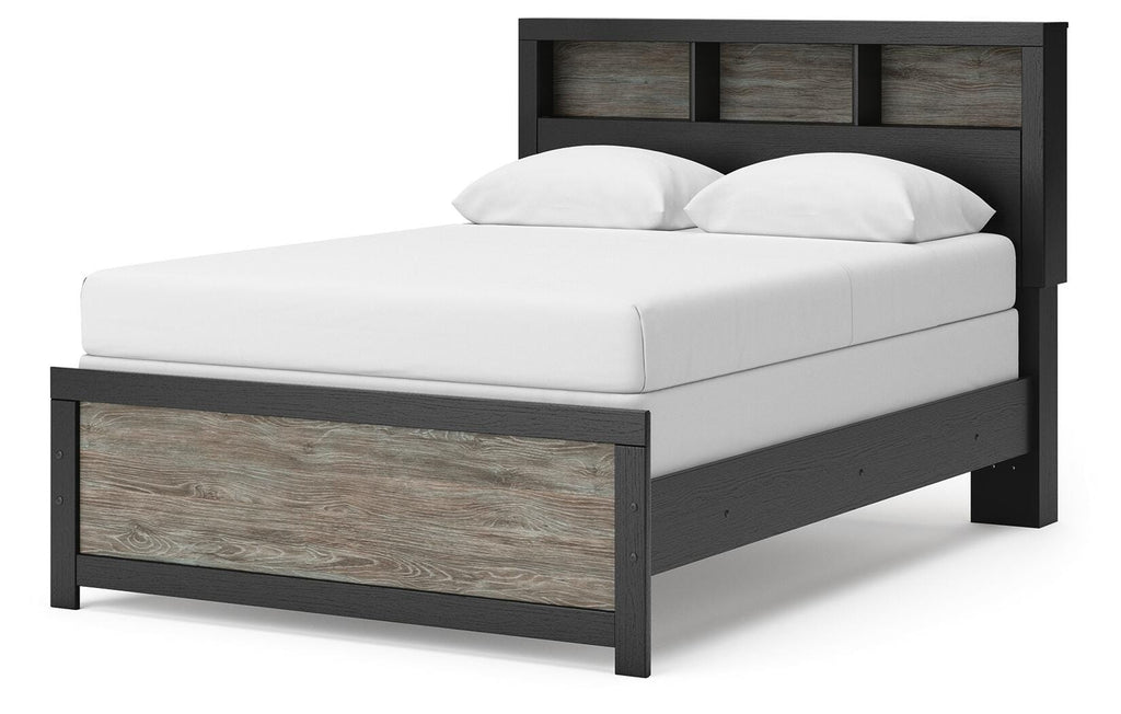 Broachmyn Full Bookcase Bed in Black/Gray, angle view