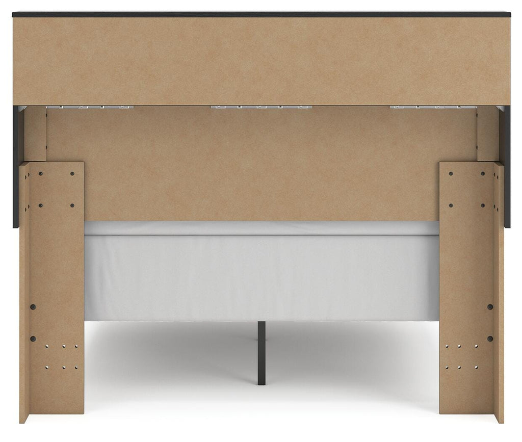 Broachmyn Full Bookcase Bed in Black/Gray, back view