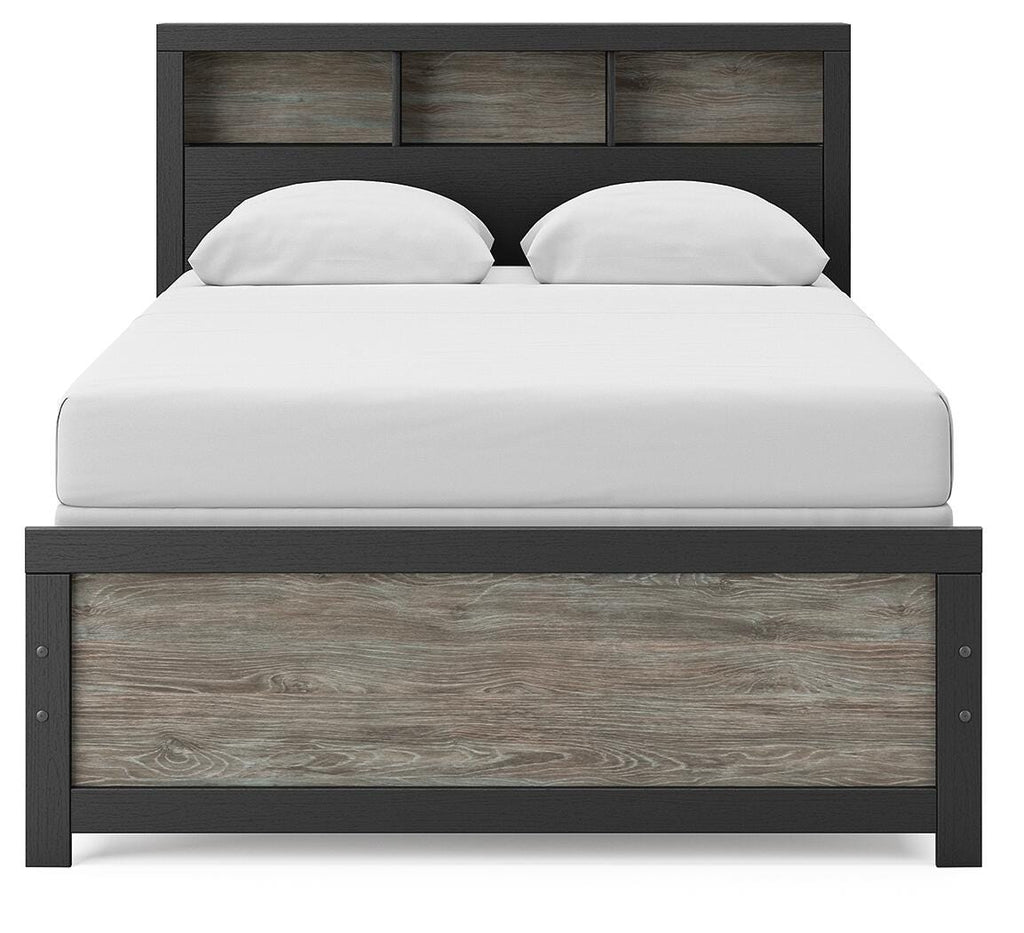 Broachmyn Full Bookcase Bed in Black/Gray, front view