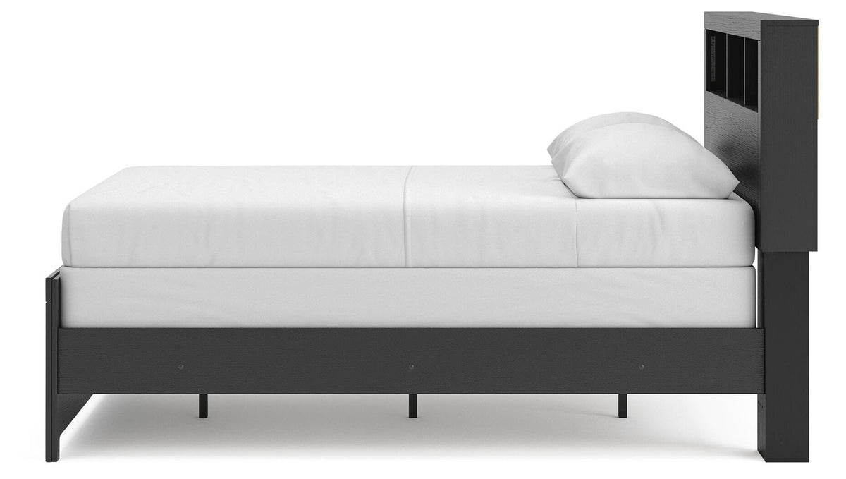 Broachmyn Full Bookcase Bed in Black/Gray, alternate side view