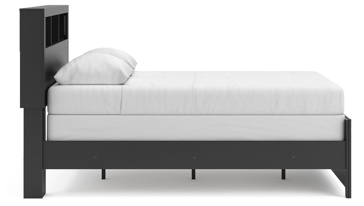 Broachmyn Full Bookcase Bed in Black/Gray, side view