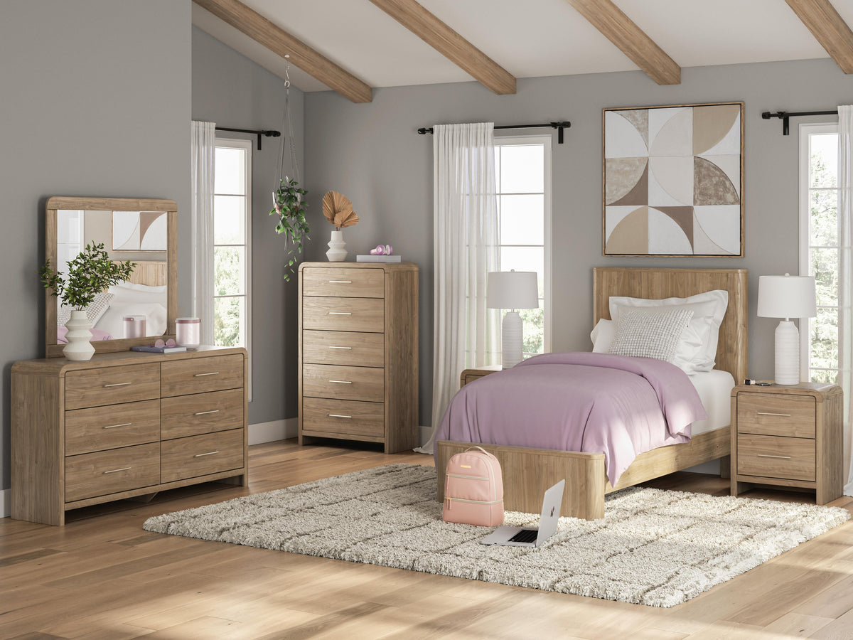 Gramburg Twin Panel Platform Bed in Warm Natural Brown, alternate view 10