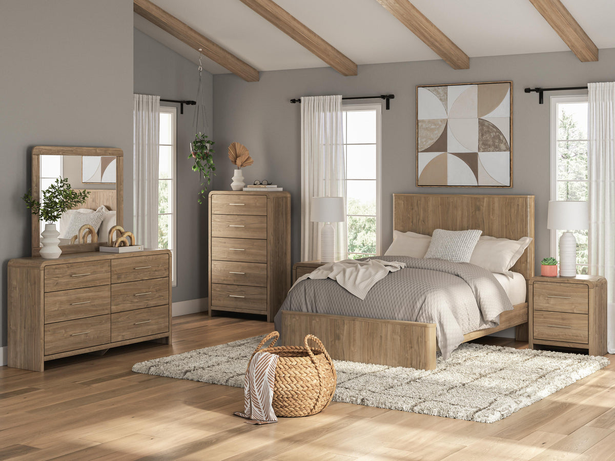 Gramburg Full Panel Platform Bed in Warm Natural Brown, alternate view 10