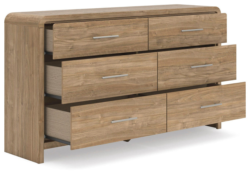 Gramburg Dresser in Warm Natural Brown, open view