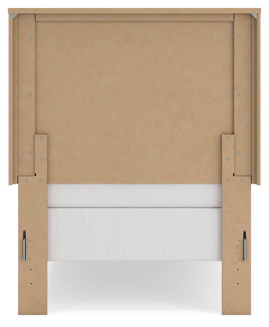 Gramburg Twin Panel Bed in Warm Natural Brown, back view